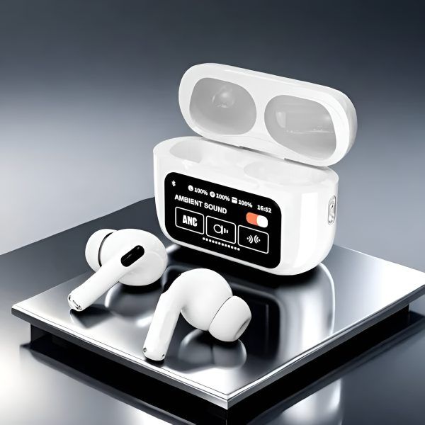 Airpods Pro With Touch Display – ANC and Transparency | Touch Volume Control Digital Screen Smooth Display Games | (color white)