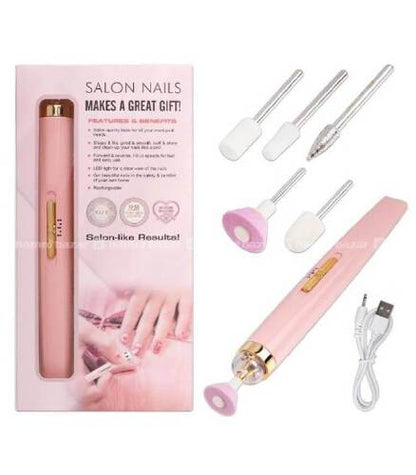 Rechargeable Flawless Salon Nail Finishing Touch Electric Nail Drill Bits File Tool Set